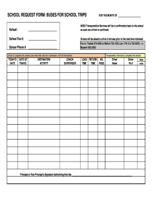 Fillable Online Eln Nesd School Request Form Buses For School Trips For