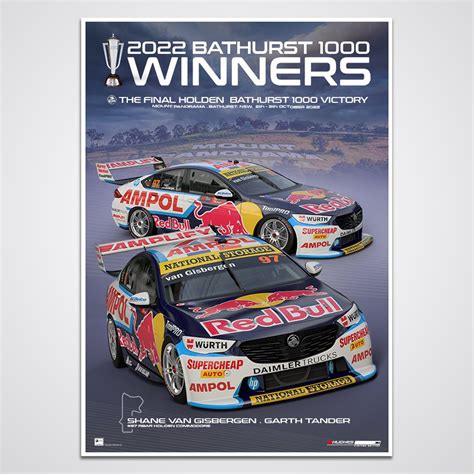 2022 Repco Bathurst 1000 Winner Shane Van Gisbergen Holden Print Poster