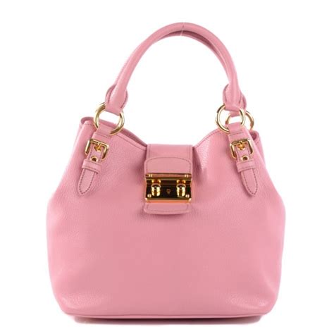 Miu Miu Goatskin Madras Shopping Tote Rosa 118334 Fashionphile