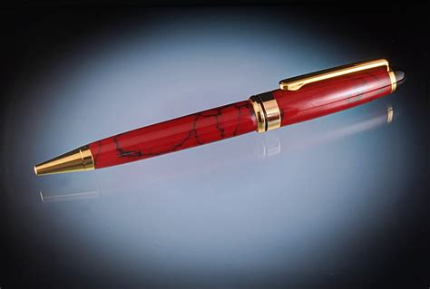 Ballpoint Pen Classic Mont Blanc style in Veined Red Stone