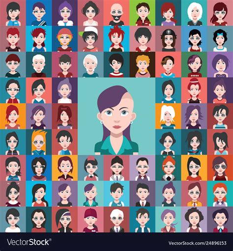 Set People Avatars With Backgrounds Royalty Free Vector