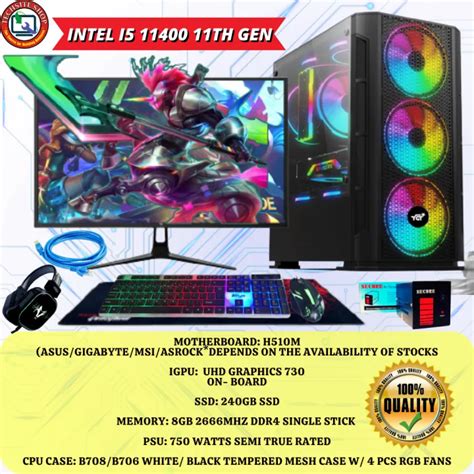 Free Delivery Intel I5 11400 11th Gen Computer Complete Package For Gamingwork From Home