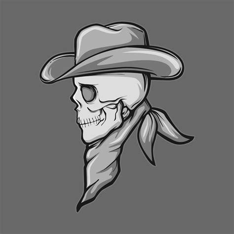 cool skull cowboy vector illustration 14969923 Vector Art at Vecteezy