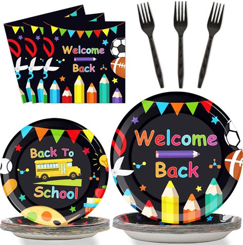 Amazon Gisgfim Pcs Back To School Party Plates And Napkins