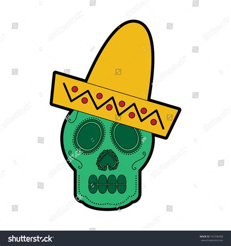 Sugar Skull Sombrero Mexico Culture Icon Stock Vector Royalty Free