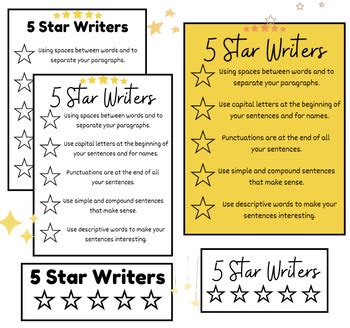 Star Writing Poster And Checklists By Sunset Education Store Tpt