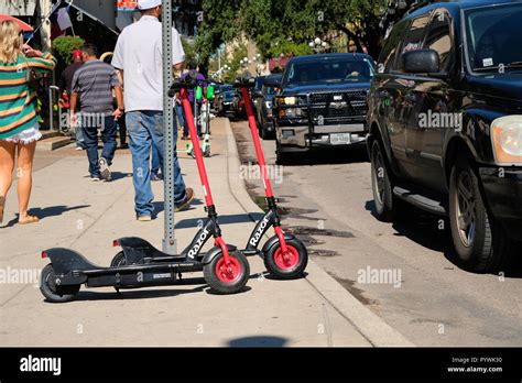 Razor electric scooters available for rent in downtown San Antonio ...