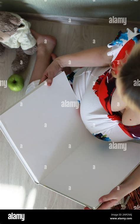 Beautiful Girl Pregnant Blonde Prepares To Become A Mom Stock Photo Alamy