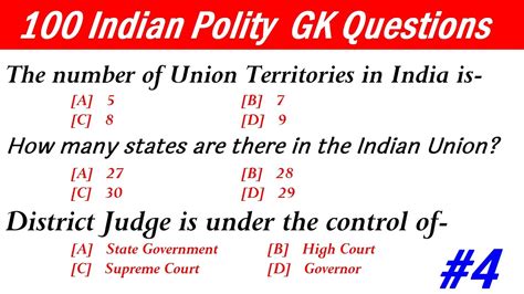 India Polity GK Questions India Constitution GK 100 Objective