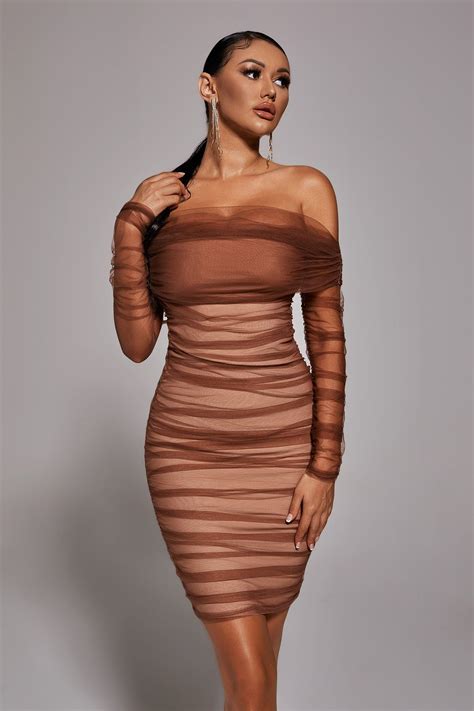 This Ultra Luxe Rowena Ruched Mesh Bandage Midi Dress Is Crafted From A