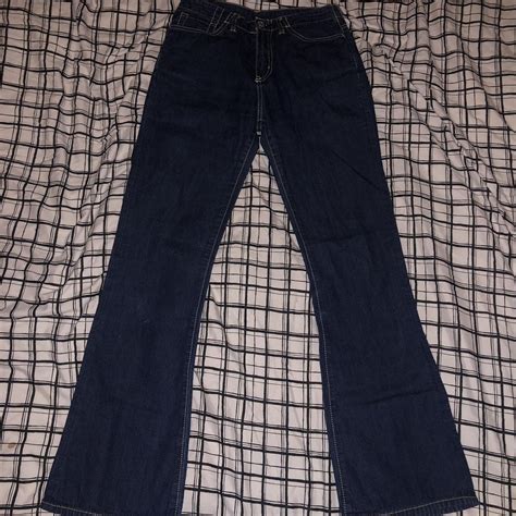 Evisu Flared Jeans With Embroidered Gull Logo Never Depop