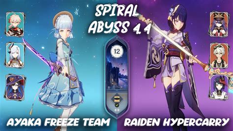 C0 Ayaka Freeze Team And C3 Raiden Shogun Hypercarry Spiral Abyss