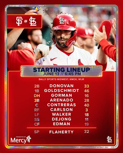 St Louis Cardinals On Twitter Lineup For Game 2 Vs San Francisco