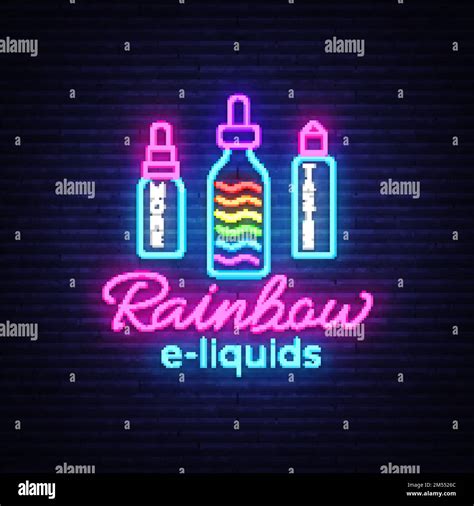 Vape Shop Logo Neon Vector Rainbow E Liquids Concept Vape Neon Sign