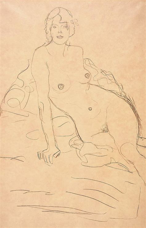 Seated Female Nude Supporting Herself With Her Right Hand