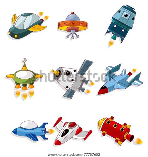 Cartoon Spaceship Icon Set Stock Vector Royalty Free