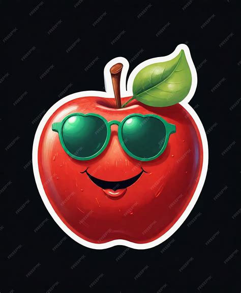 Premium Photo A Red Apple With Sunglasses On It And A Smile On It