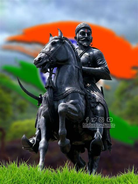 Indian Flag With Shivaji Maharaj Hd Image Indian Flag Hd Profile Picture Chhatrapati Shivaji