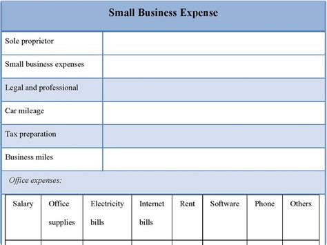 Small Business Expense Form Editable Pdf Forms