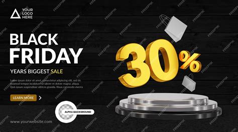 Premium Psd Black Friday 30 Percent Discount 3d Realistic Web Banner