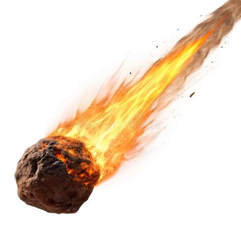 Burning Asteroid Isolated On White Background Stock Illustration