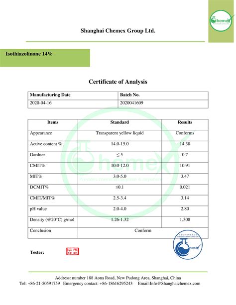 Buy Isothiazolinone; price, uses, and analysis | Shanghai Chemex