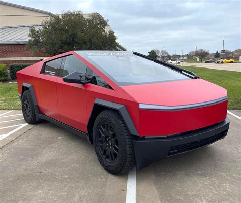 Ferrari Red Tesla Cybertruck Rocks A Sprayed-On Liquid PPF Paint Job ...