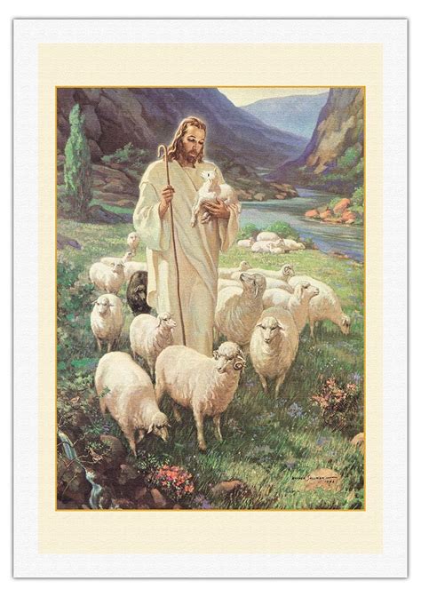 Jesus The Good Shepherd Vintage Religious Art By Walter Sallman