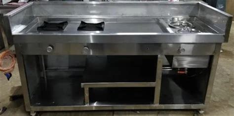 4feet Stainless Steel Tea Counter For Street Food Stall With Burner