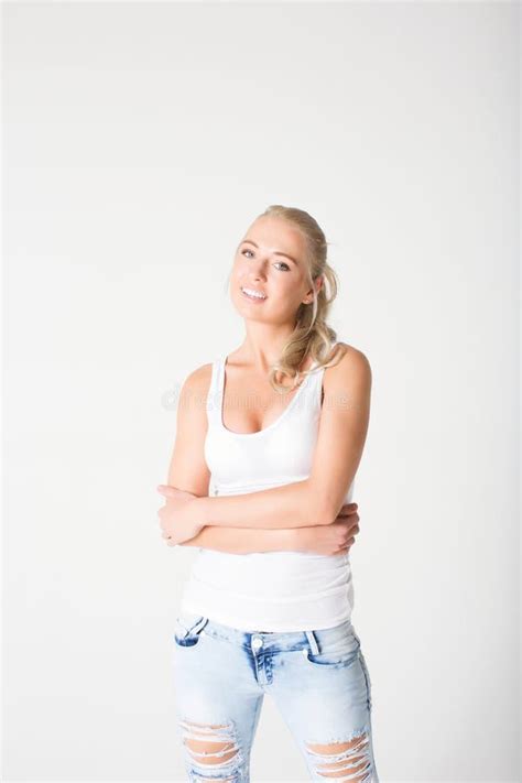 Sensuality Blonde Woman In Red Stock Photo Image Of Sensuality Figure 19213658