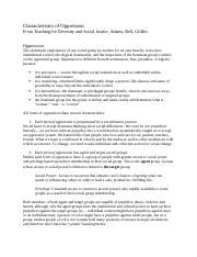 Oppression Characteristicseditaccess Docx Characteristics Of