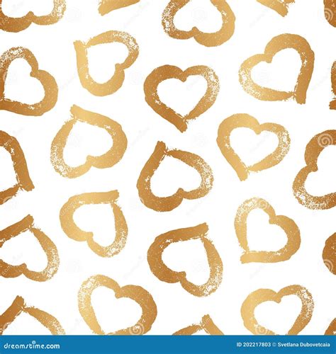 Gold Heart Seamless Pattern Elegant Golden Hearts Editorial Stock