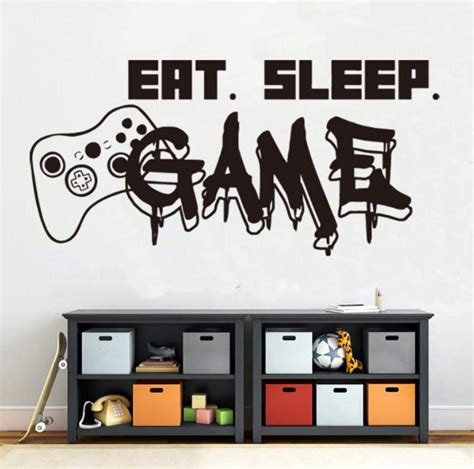 Pegatinas De Pared De Jugador Eat Sleep Game Controller Videojuegos Pegatinas De Pared Niños