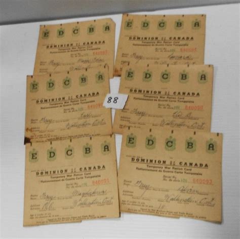6 Dominion Of Canada War Ration Cards Live And Online Auctions On