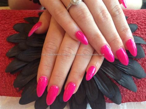 Acrylic Nails With Bright Pink Gelux Gel Polish Nails Gellux Nails Simple Nail Designs