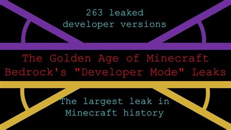 The Golden Age Of Minecraft Bedrocks Developer Mode Leaks YouTube