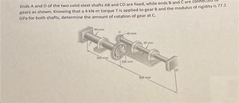 Solved Ends A And D Of The Two Solid Steel Shafts Ab And Cd Chegg