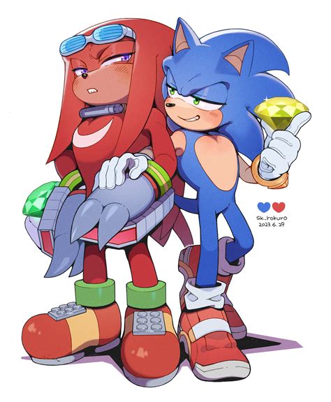 Sonic The Hedgehog And Knuckles The Echidna Sonic Drawn By Sk Rokuro