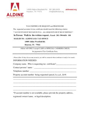 Fillable Online Tax Office Aldine Independent School EN Fax Email