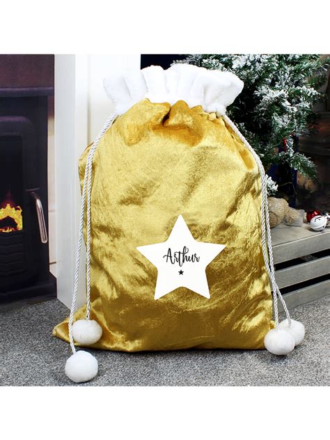 Personalised Star Luxury Pom Pom Gold Sack Novelties Parties Direct Ltd