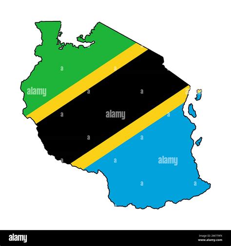 Tanzania outline flag map silhouette over a white background Stock ...