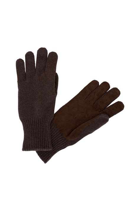 Brunello Cucinelli Brown Cashmere Suede Gloves