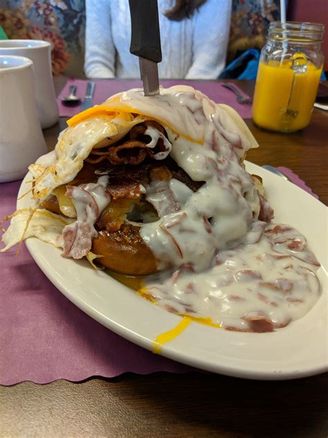 [i Ate] A Soft Pretzel Covered In Cheese 3 Eggs Sausage Gravy And Corned Beef R Food