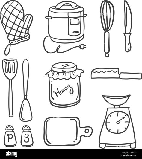 Doodle Of Kitchen Set Style Hand Draw Stock Vector Image Art Alamy