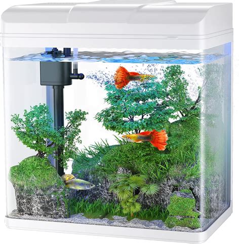 Pondon Fish Tank Gallon Glass Aquarium With Air Pump Led Light