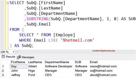 Sql Substring Function