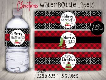 Red and Black Printable Christmas Water Bottle Labels - Worksheets Library