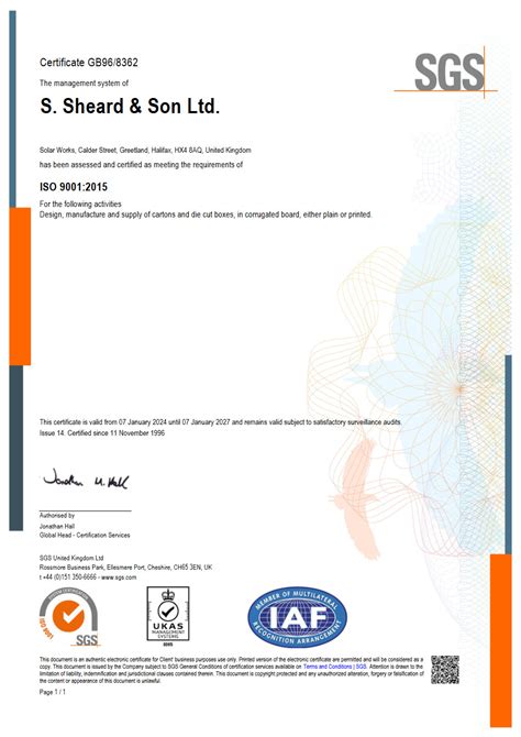 Certifications Sheard Packaging