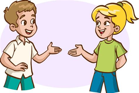 Two Children Talking Cartoon