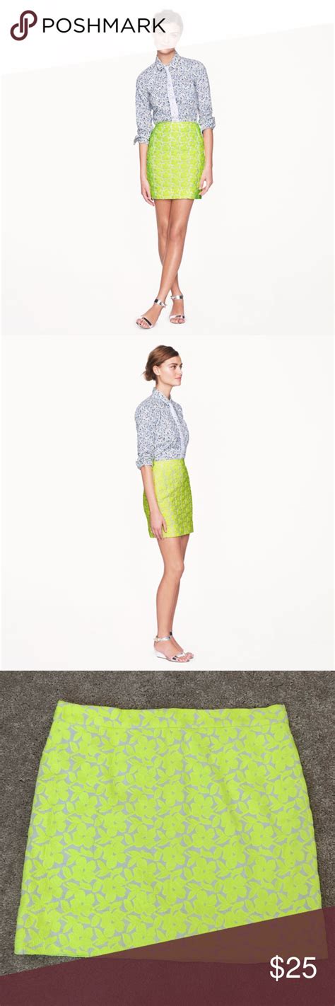 J Crew Postage Stamp Mini Skirt In Neon Green Mini Skirts Lime Green